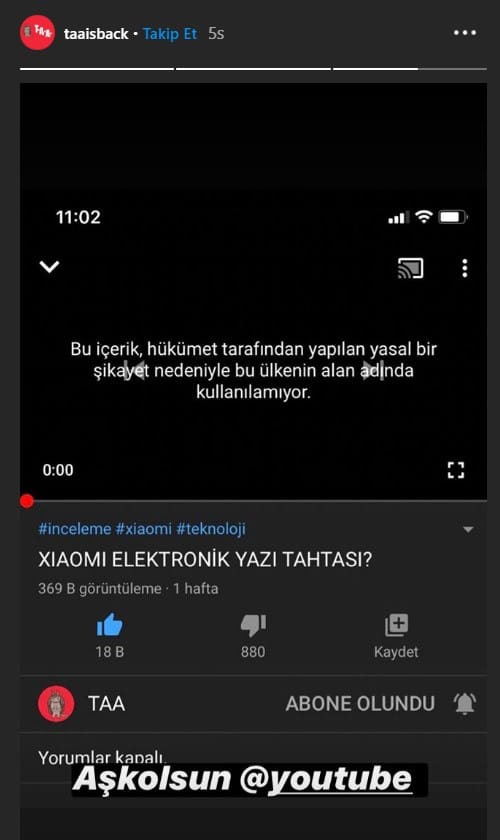 Youtube Yasakları başladı